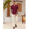 imageCOOFANDY Mens Linen Casual Short Sleeve Shirt Button Down Summer Beach ShirtsCrimson