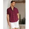 imageCOOFANDY Mens Linen Casual Short Sleeve Shirt Button Down Summer Beach ShirtsCrimson