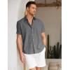 imageCOOFANDY Mens Linen Casual Short Sleeve Shirt Button Down Summer Beach ShirtsDark Grey