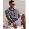 imageCOOFANDY Mens Linen Casual Short Sleeve Shirt Button Down Summer Beach ShirtsDark Grey