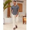 imageCOOFANDY Mens Linen Casual Short Sleeve Shirt Button Down Summer Beach ShirtsDark Grey