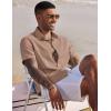 imageCOOFANDY Mens Linen Casual Short Sleeve Shirt Button Down Summer Beach ShirtsDark Khaki