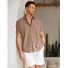 imageCOOFANDY Mens Linen Casual Short Sleeve Shirt Button Down Summer Beach ShirtsDark Khaki