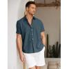 imageCOOFANDY Mens Linen Casual Short Sleeve Shirt Button Down Summer Beach ShirtsDeep Blue