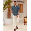 imageCOOFANDY Mens Linen Casual Short Sleeve Shirt Button Down Summer Beach ShirtsDeep Blue
