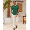 imageCOOFANDY Mens Linen Casual Short Sleeve Shirt Button Down Summer Beach ShirtsEvergreen