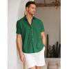 imageCOOFANDY Mens Linen Casual Short Sleeve Shirt Button Down Summer Beach ShirtsEvergreen
