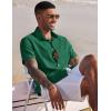 imageCOOFANDY Mens Linen Casual Short Sleeve Shirt Button Down Summer Beach ShirtsEvergreen
