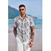 imageCOOFANDY Mens Linen Casual Short Sleeve Shirt Button Down Summer Beach ShirtsFlowerblue