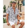 imageCOOFANDY Mens Linen Casual Short Sleeve Shirt Button Down Summer Beach ShirtsFlowerblue