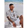 imageCOOFANDY Mens Linen Casual Short Sleeve Shirt Button Down Summer Beach ShirtsFlowerblue