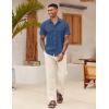 imageCOOFANDY Mens Linen Casual Short Sleeve Shirt Button Down Summer Beach ShirtsGalaxy Blue