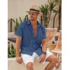 imageCOOFANDY Mens Linen Casual Short Sleeve Shirt Button Down Summer Beach ShirtsGalaxy Blue