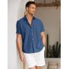 imageCOOFANDY Mens Linen Casual Short Sleeve Shirt Button Down Summer Beach ShirtsGalaxy Blue