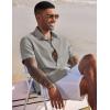 imageCOOFANDY Mens Linen Casual Short Sleeve Shirt Button Down Summer Beach ShirtsGrey