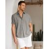 imageCOOFANDY Mens Linen Casual Short Sleeve Shirt Button Down Summer Beach ShirtsGrey