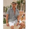 imageCOOFANDY Mens Linen Casual Short Sleeve Shirt Button Down Summer Beach ShirtsGrey