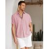 imageCOOFANDY Mens Linen Casual Short Sleeve Shirt Button Down Summer Beach ShirtsIcy Pink