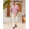 imageCOOFANDY Mens Linen Casual Short Sleeve Shirt Button Down Summer Beach ShirtsIcy Pink