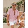 imageCOOFANDY Mens Linen Casual Short Sleeve Shirt Button Down Summer Beach ShirtsIcy Pink