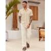 imageCOOFANDY Mens Linen Casual Short Sleeve Shirt Button Down Summer Beach ShirtsKhaki