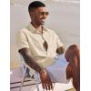 imageCOOFANDY Mens Linen Casual Short Sleeve Shirt Button Down Summer Beach ShirtsKhaki