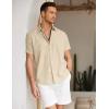 imageCOOFANDY Mens Linen Casual Short Sleeve Shirt Button Down Summer Beach ShirtsKhaki