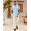 imageCOOFANDY Mens Linen Casual Short Sleeve Shirt Button Down Summer Beach ShirtsLight Blue