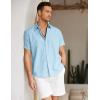 imageCOOFANDY Mens Linen Casual Short Sleeve Shirt Button Down Summer Beach ShirtsLight Blue