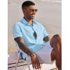 imageCOOFANDY Mens Linen Casual Short Sleeve Shirt Button Down Summer Beach ShirtsLight Blue