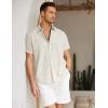 imageCOOFANDY Mens Linen Casual Short Sleeve Shirt Button Down Summer Beach ShirtsLight Khaki