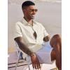 imageCOOFANDY Mens Linen Casual Short Sleeve Shirt Button Down Summer Beach ShirtsLight Khaki