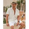imageCOOFANDY Mens Linen Casual Short Sleeve Shirt Button Down Summer Beach ShirtsLight Khaki