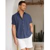 imageCOOFANDY Mens Linen Casual Short Sleeve Shirt Button Down Summer Beach ShirtsNavy Blue