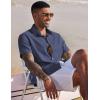 imageCOOFANDY Mens Linen Casual Short Sleeve Shirt Button Down Summer Beach ShirtsNavy Blue