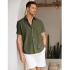 imageCOOFANDY Mens Linen Casual Short Sleeve Shirt Button Down Summer Beach ShirtsOlive Green