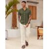 imageCOOFANDY Mens Linen Casual Short Sleeve Shirt Button Down Summer Beach ShirtsOlive Green