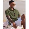 imageCOOFANDY Mens Linen Casual Short Sleeve Shirt Button Down Summer Beach ShirtsOlive Green