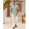 imageCOOFANDY Mens Linen Casual Short Sleeve Shirt Button Down Summer Beach ShirtsSage Green
