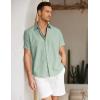 imageCOOFANDY Mens Linen Casual Short Sleeve Shirt Button Down Summer Beach ShirtsSage Green