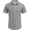 imageCOOFANDY Mens Linen Casual Short Sleeve Shirt Button Down Summer Beach ShirtsStripeirregular Grey