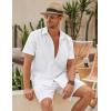 imageCOOFANDY Mens Linen Casual Short Sleeve Shirt Button Down Summer Beach ShirtsWhite