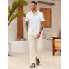 imageCOOFANDY Mens Linen Casual Short Sleeve Shirt Button Down Summer Beach ShirtsWhite
