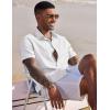 imageCOOFANDY Mens Linen Casual Short Sleeve Shirt Button Down Summer Beach ShirtsWhite