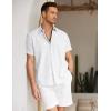 imageCOOFANDY Mens Linen Casual Short Sleeve Shirt Button Down Summer Beach ShirtsWhite