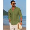 imageCOOFANDY Mens Linen Long Sleeve Shirts Casual Button Down Untucked Shirt Vacation Wedding Shirts with PocketArmy Green