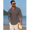 imageCOOFANDY Mens Linen Long Sleeve Shirts Casual Button Down Untucked Shirt Vacation Wedding Shirts with PocketBrown