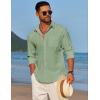 imageCOOFANDY Mens Linen Long Sleeve Shirts Casual Button Down Untucked Shirt Vacation Wedding Shirts with PocketDark Green