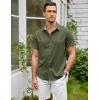 imageCOOFANDY Mens Linen Shirt Casual Short Sleeve Button Down Shirts Summer Beach Vacation TopsArmy Green