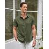 imageCOOFANDY Mens Linen Shirt Casual Short Sleeve Button Down Shirts Summer Beach Vacation TopsArmy Green